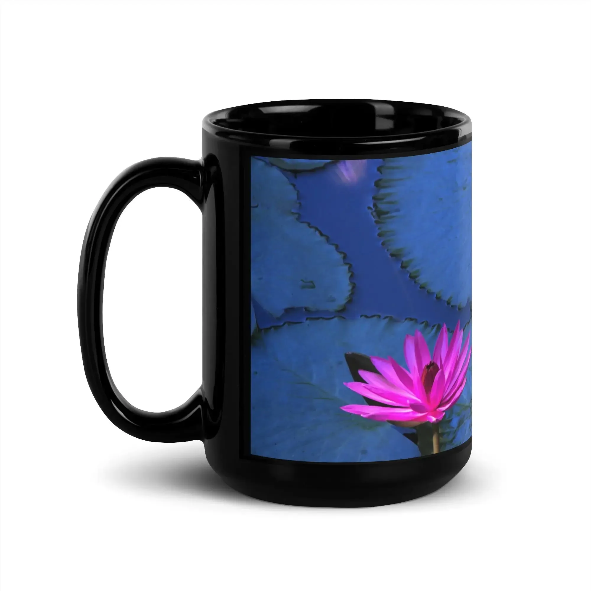 "Sacred Lotus" Collection - Black Glossy Mug