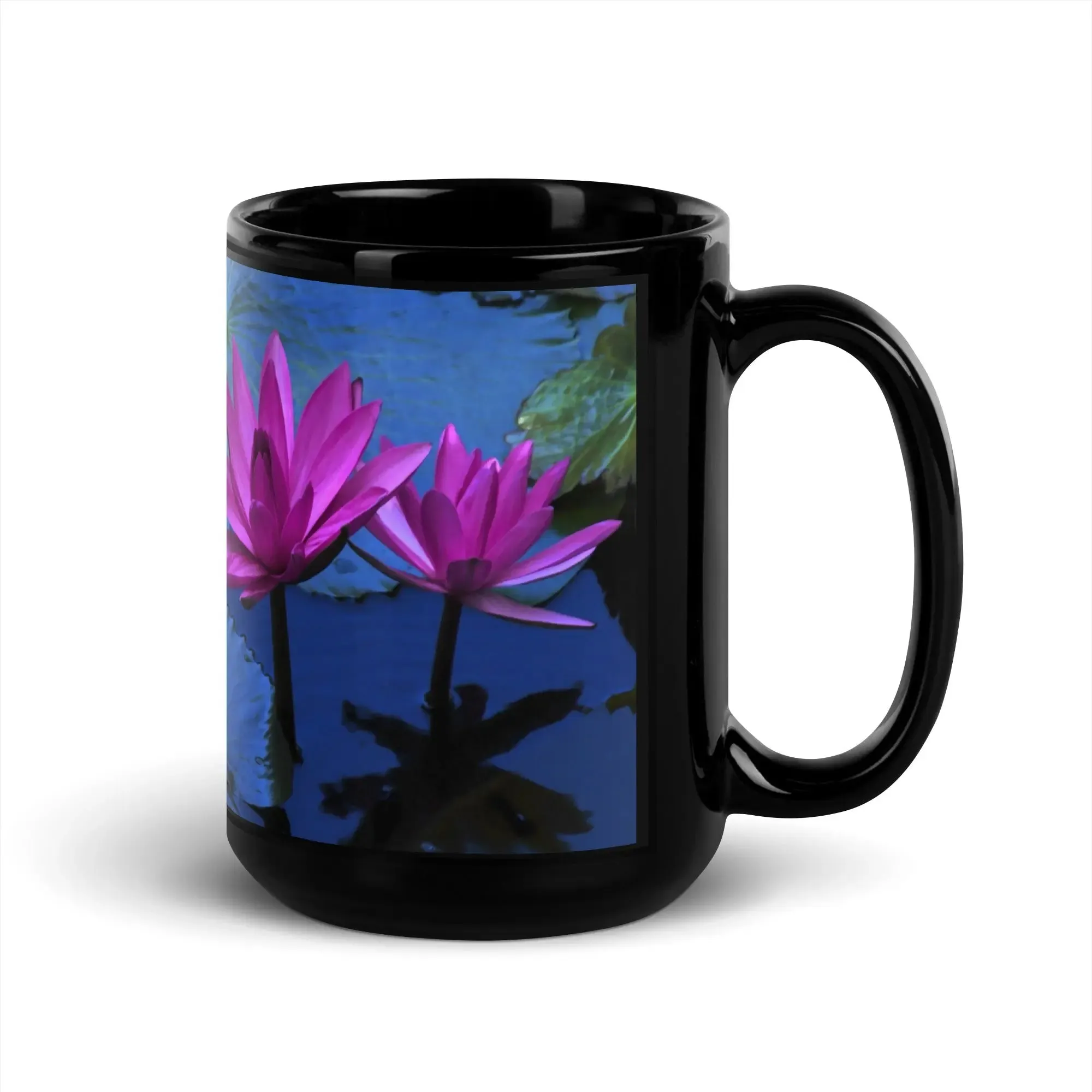 "Sacred Lotus" Collection - Black Glossy Mug