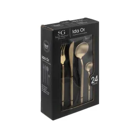 Secret de Gourmet 24 Piece Ida Gold-Plated Cutlery Set Gold