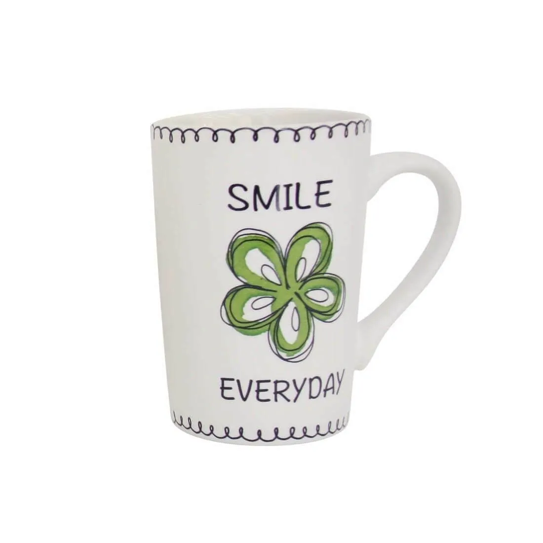 Set of 4 White Porcelain Coffee Mugs Tea Cups With Slogans