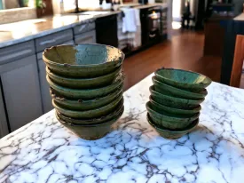 Set of 6 Tamegroute Bowls, Tamegroute Bowls Green Glazed Pottery, Set of 6 ceramic bowls, Tamegroute bowls, each handmade in Morocco.