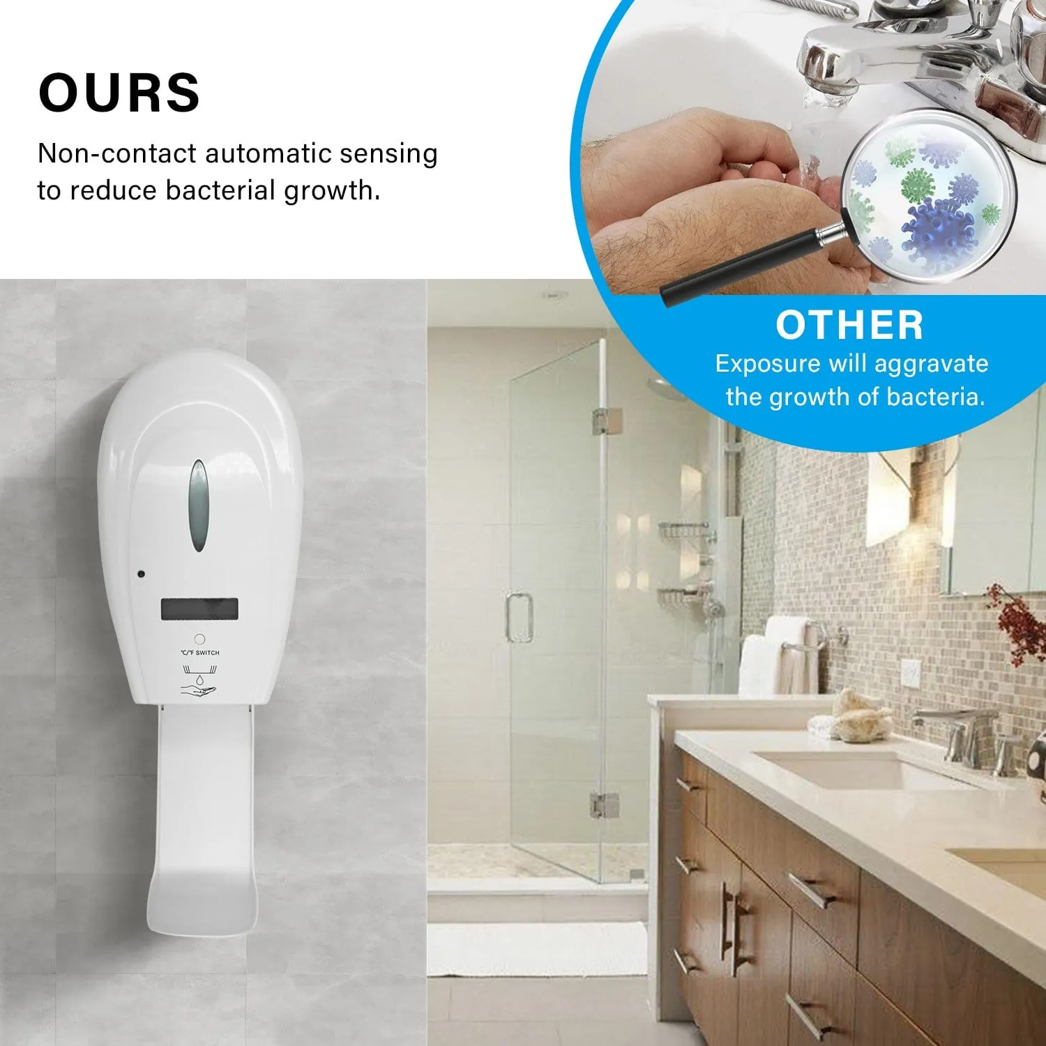 Soap/Alcohol Sanitizer Dispenser,Temperature display screen,Temperature measurement,Automatic Quick Spary,Alarm Warning