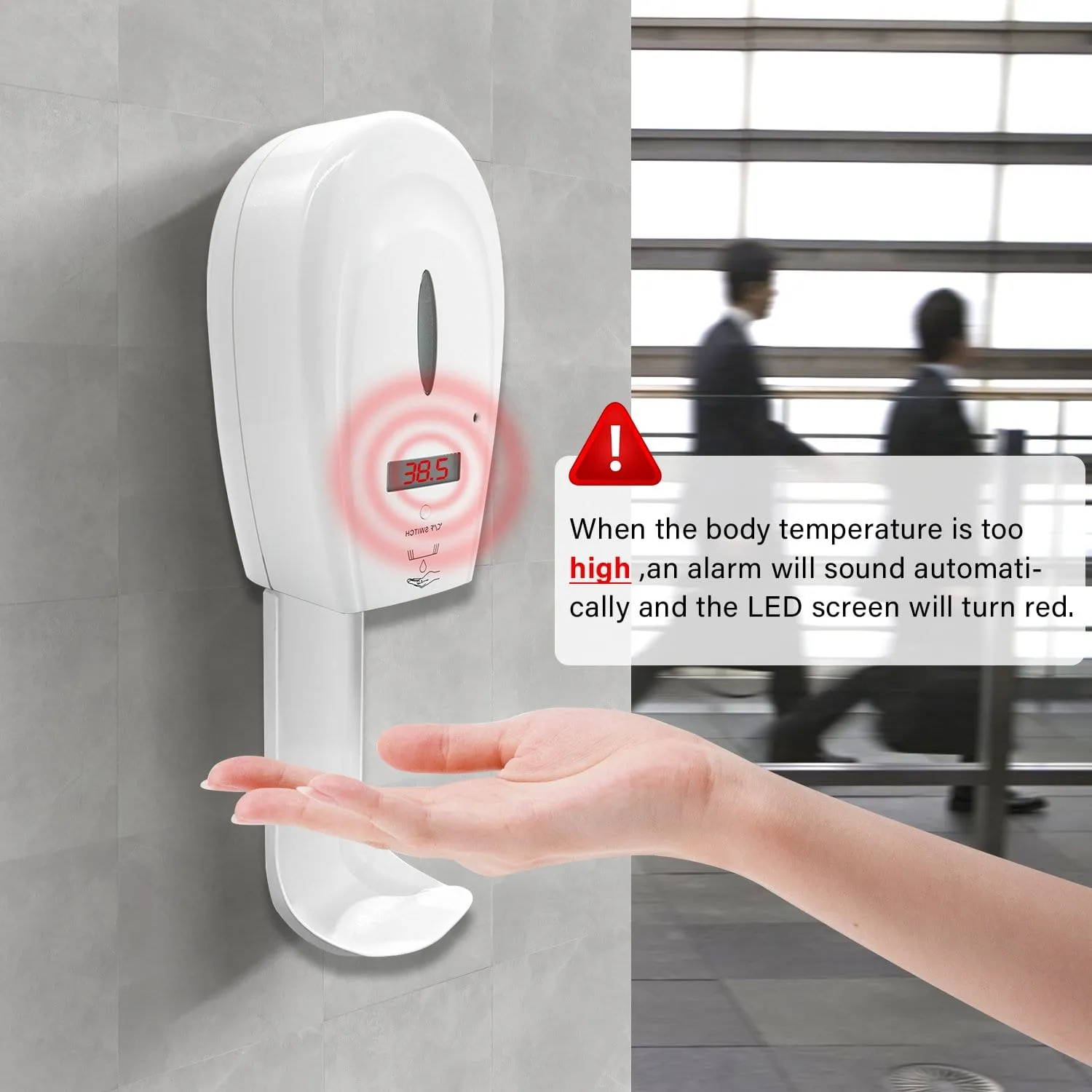 Soap/Alcohol Sanitizer Dispenser,Temperature display screen,Temperature measurement,Automatic Quick Spary,Alarm Warning