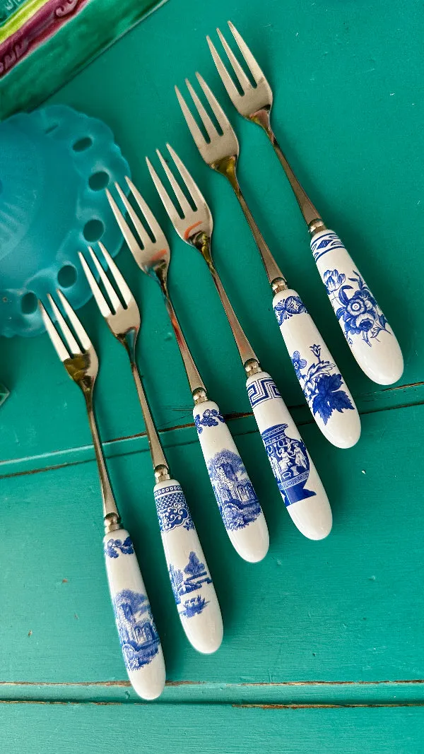 Spode set of 6 teaspoons, 6 pastry forks - Chinoiserie