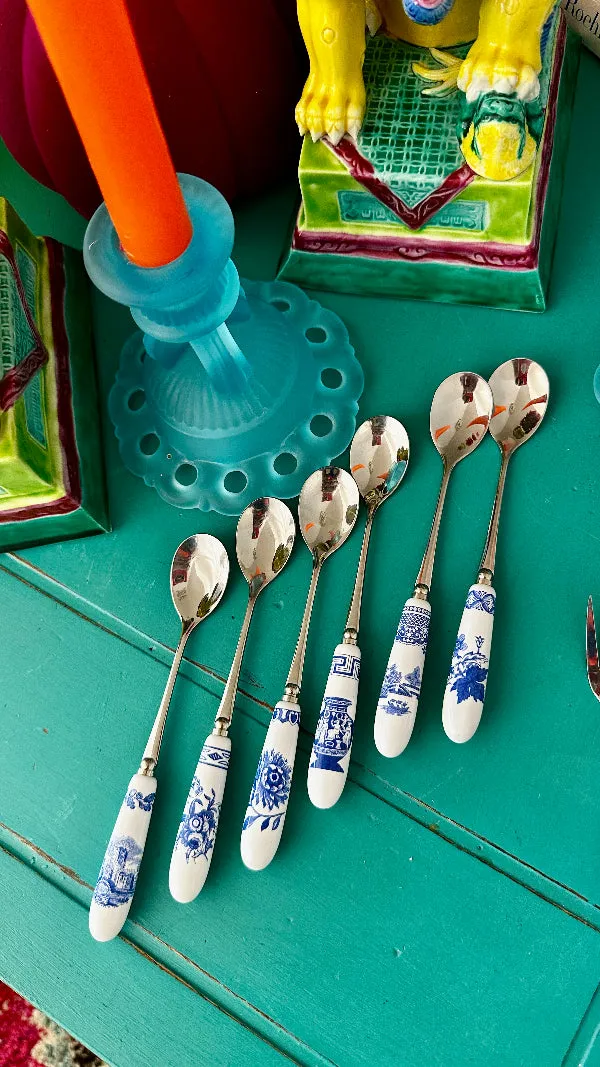 Spode set of 6 teaspoons, 6 pastry forks - Chinoiserie