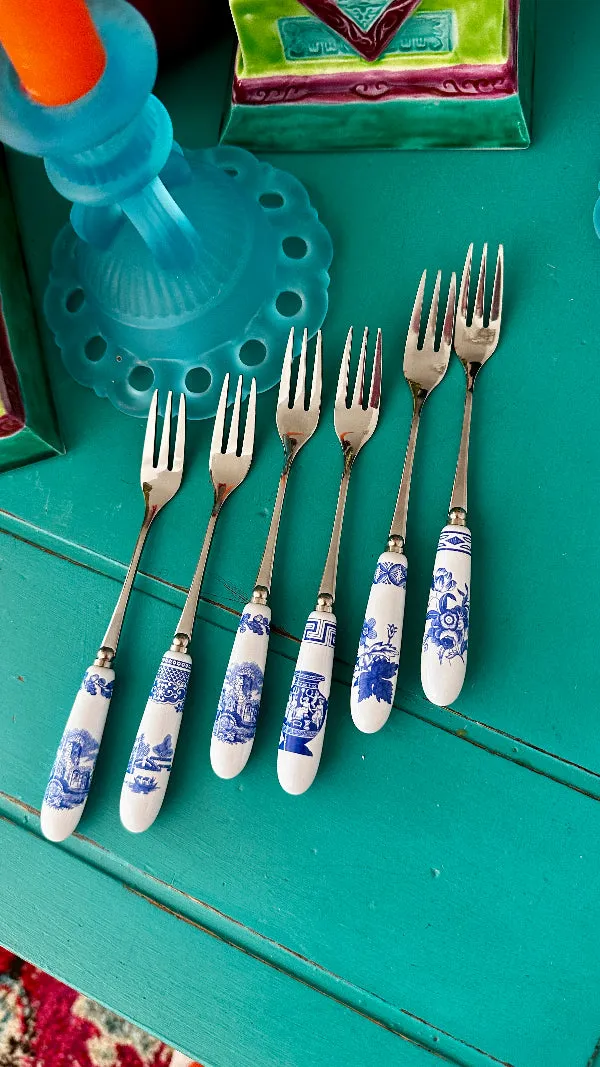 Spode set of 6 teaspoons, 6 pastry forks - Chinoiserie