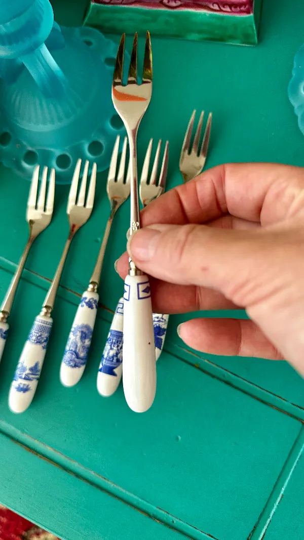 Spode set of 6 teaspoons, 6 pastry forks - Chinoiserie