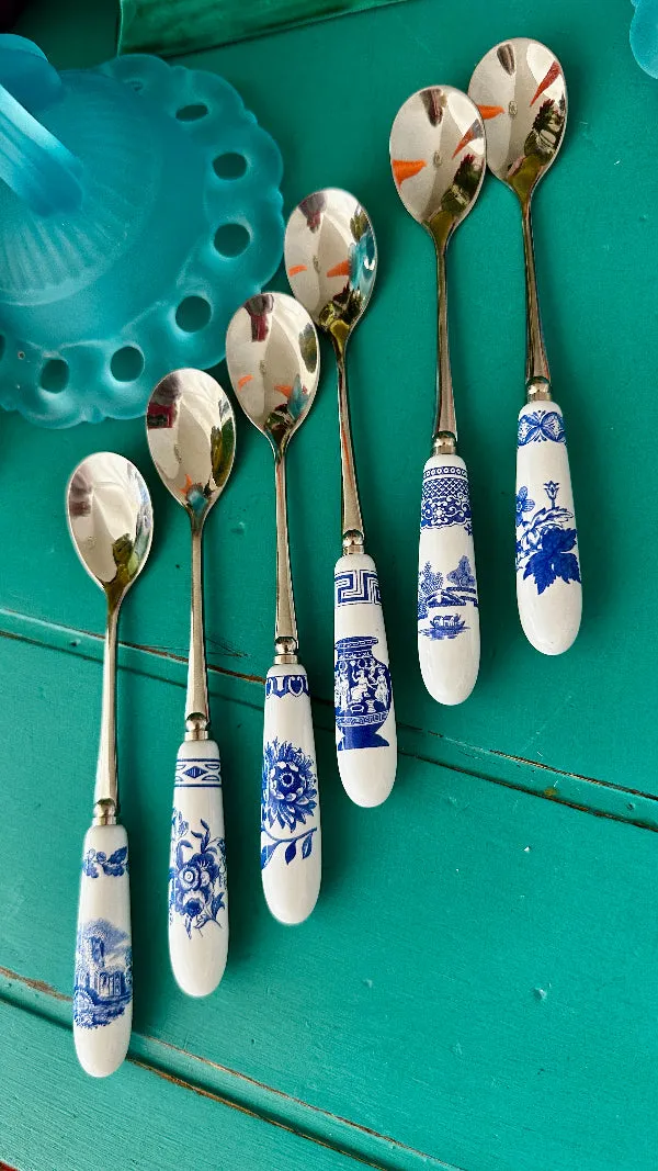 Spode set of 6 teaspoons, 6 pastry forks - Chinoiserie