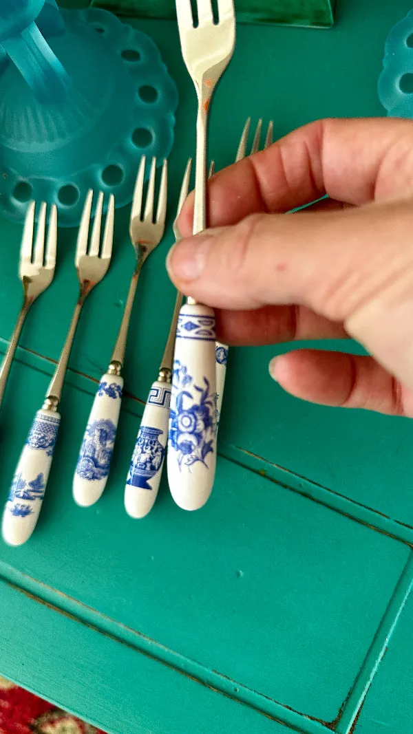 Spode set of 6 teaspoons, 6 pastry forks - Chinoiserie