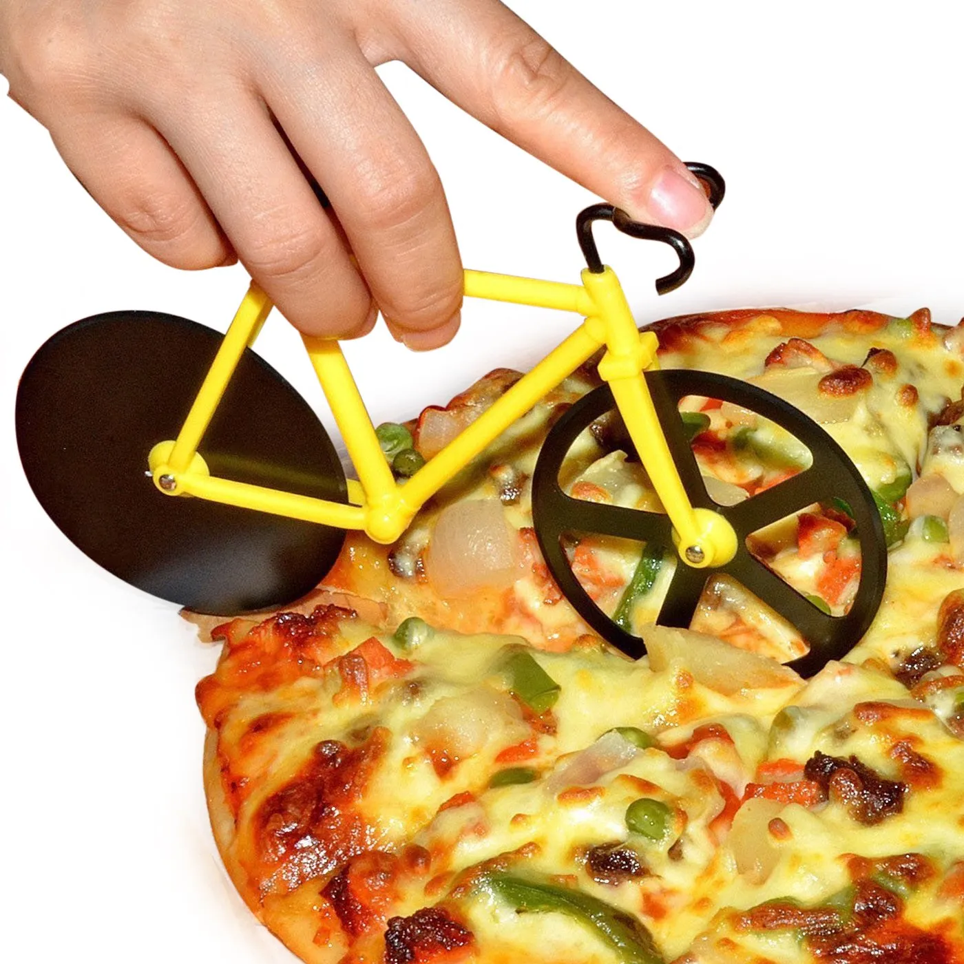 Stainless steel Bicycle shape Unbreakable Handle Pizza cutter | Pastry Cutter | Pizza Slicer with Grip on Handle and Stainless Steel Blade (1 Pc)