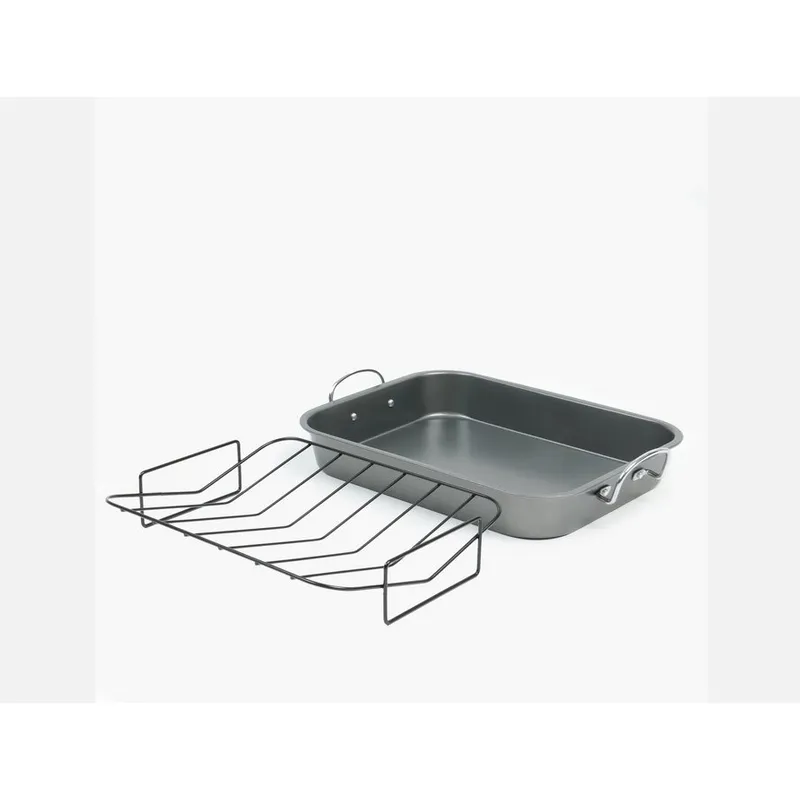 Stainless Steel Non-Stick Roaster Pan With V-Shaped Rack