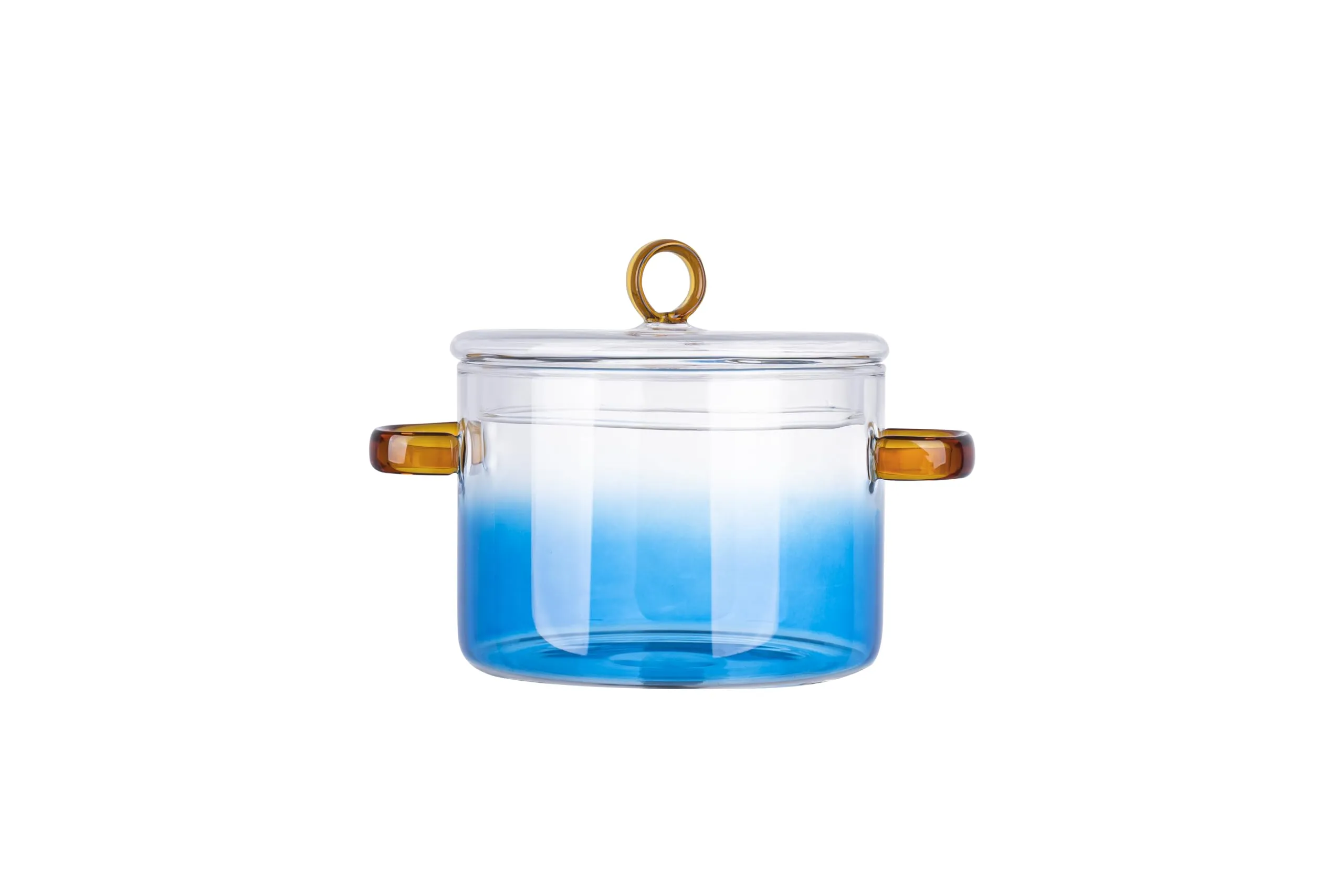 The Better Home Zeno Borosilicate Glass Cookware for Gas Stove (1.4L) Tope with Lid | Handi Casserole | Small Milk Tea Pan | Boiling Pan | Patila for Cooking Boiling |Gift for Housewarming (Blue)