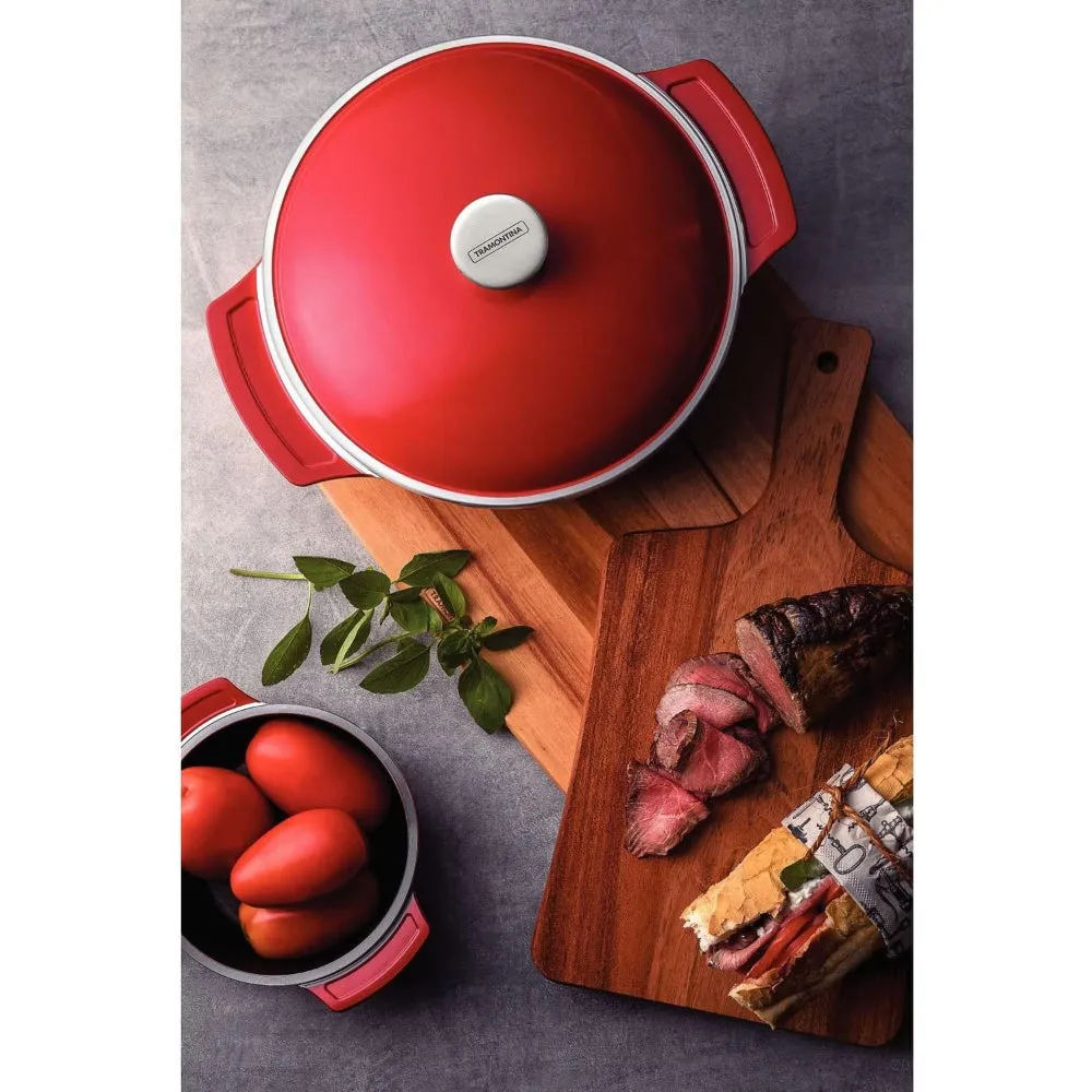 Tramontina Brazil  Lyon 20cm 2.8L Red Forged Aluminum Saucepan with Interior Starflon High Performance PFOA Free Nonstick Coating