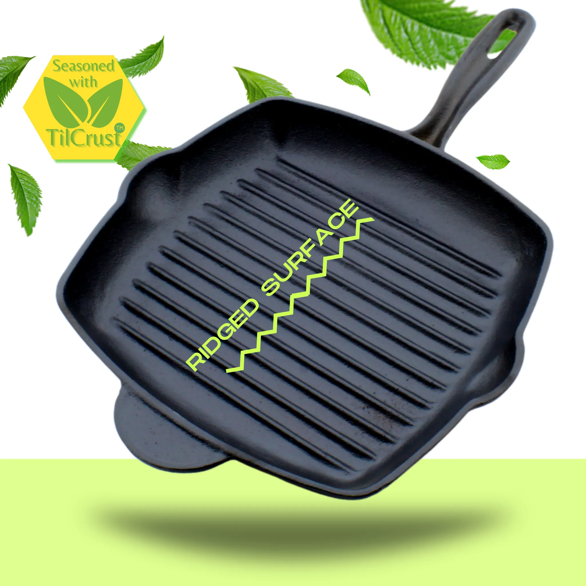 Trilonium Pre-Seasoned Cast Iron Grill Pan 26 cm, Weighs 2.4 Kgs