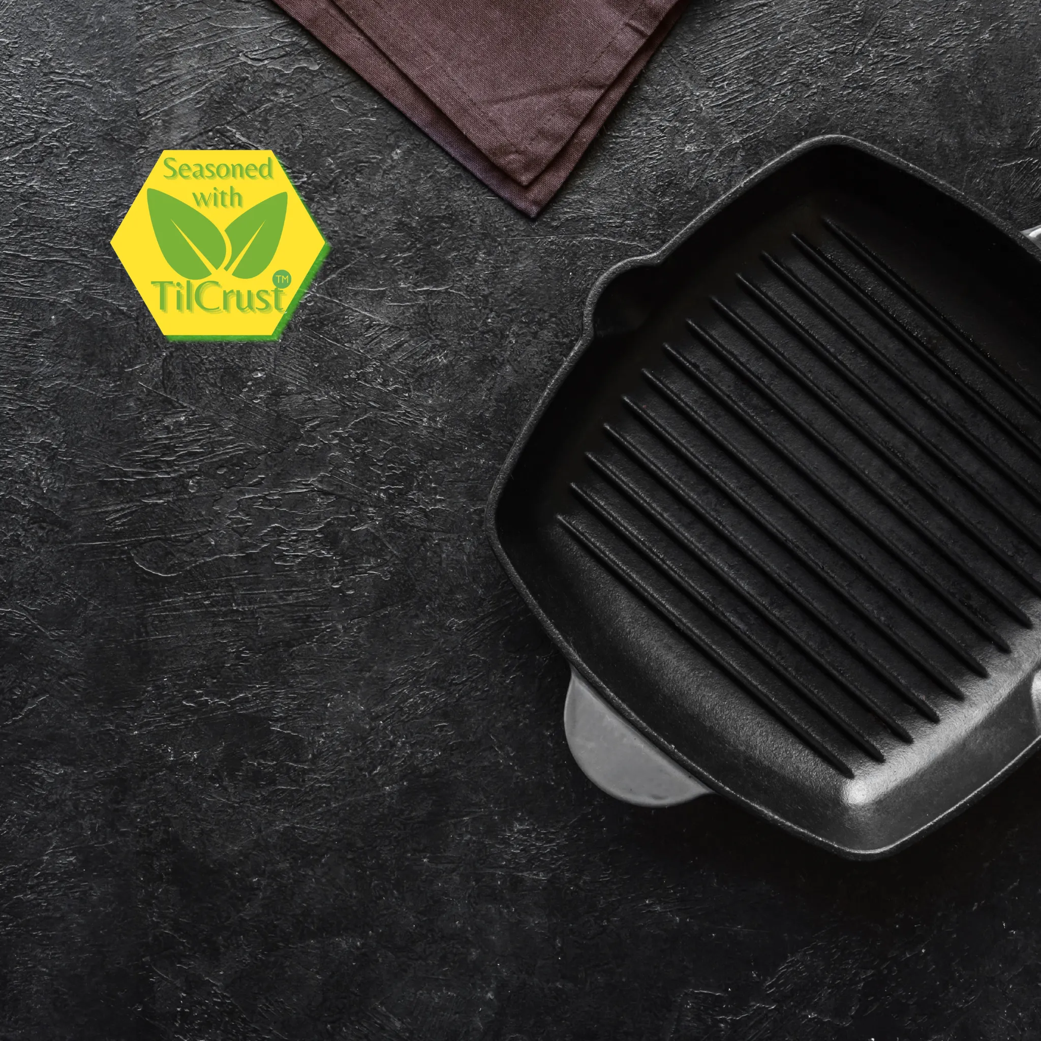 Trilonium Pre-Seasoned Cast Iron Grill Pan 26 cm, Weighs 2.4 Kgs