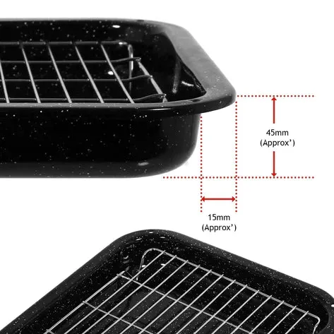 Universal Small Square Grill Pan, Rack & Detachable Handle Non-Stick (Black, 285 mm x 275 mm) |  Ideal for Boats | Caravans | Mobile Homes | Mini Oven | Combi Microwaves