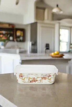 White Floral Rectangle Food Storage (Meduim)