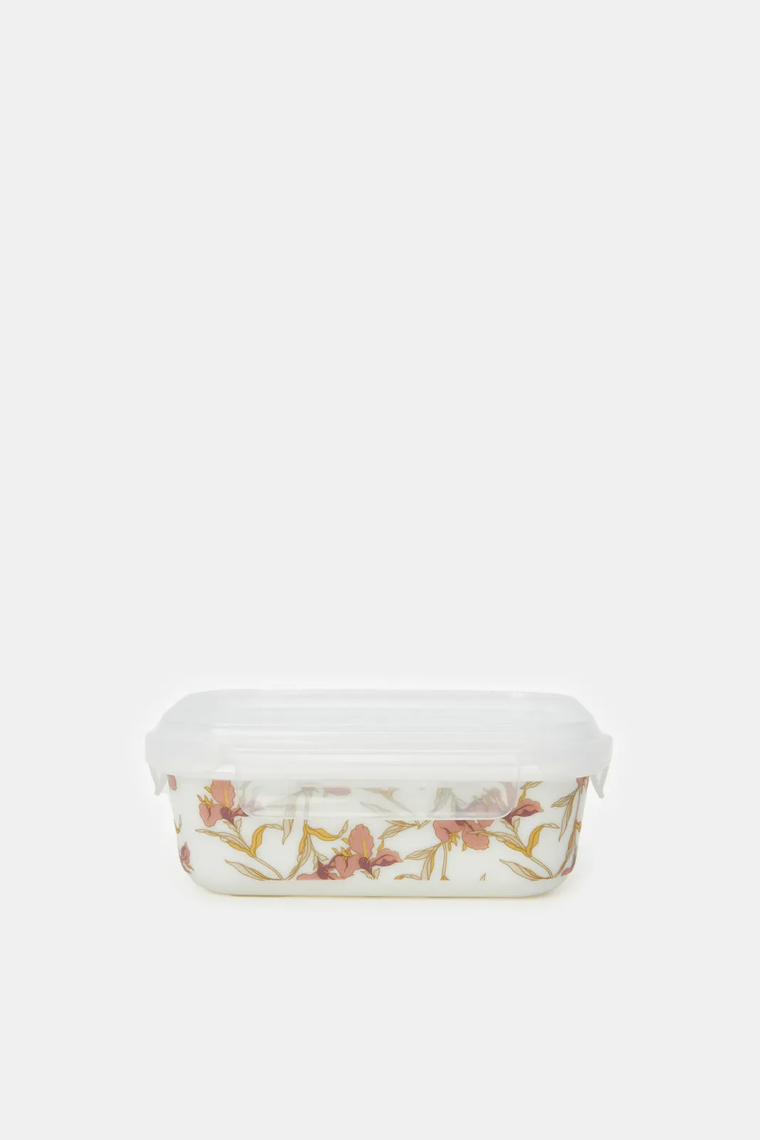 White Floral Rectangle Food Storage (Meduim)