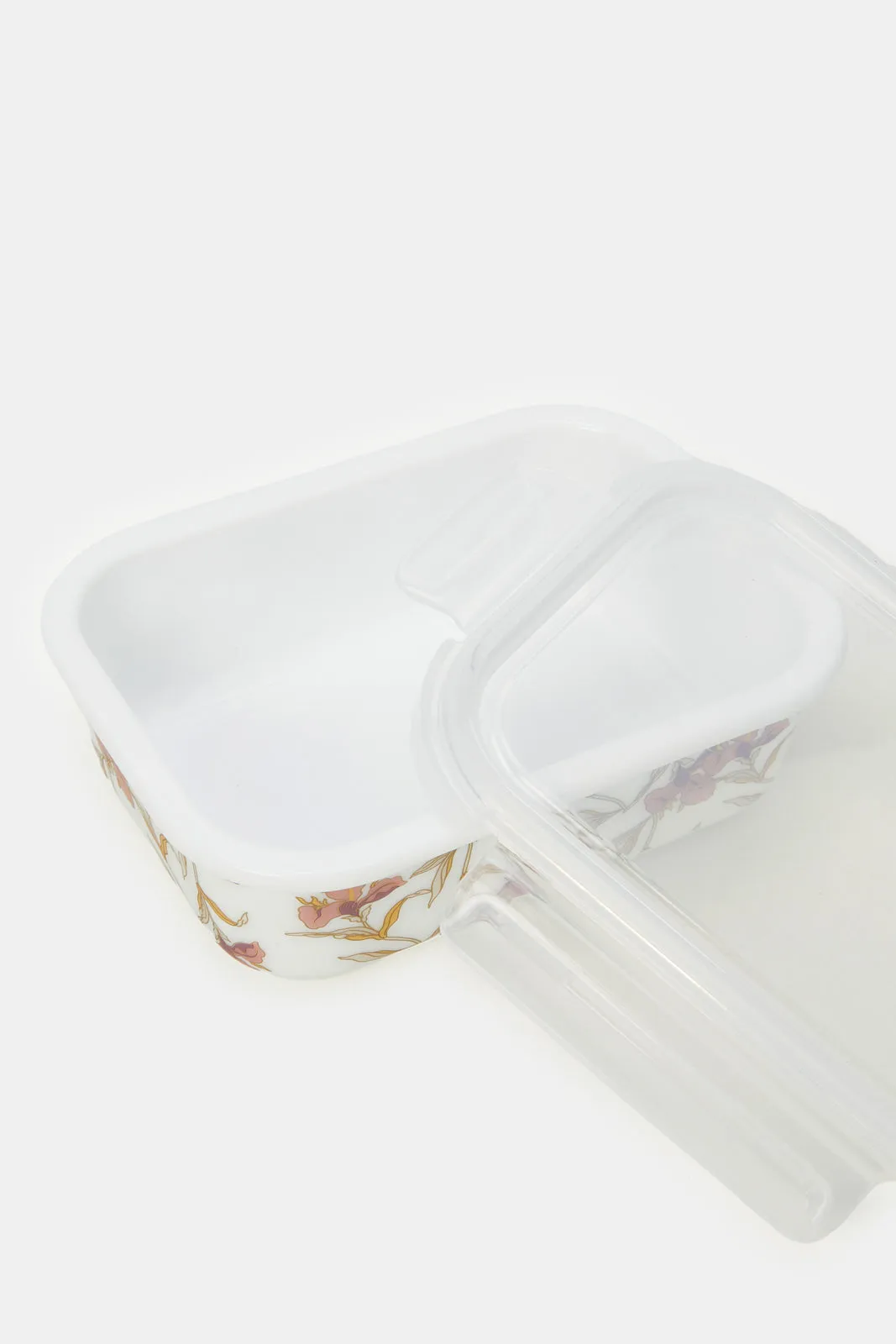 White Floral Rectangle Food Storage (Meduim)