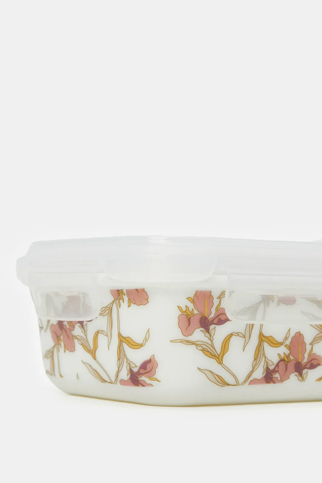 White Floral Rectangle Food Storage (Meduim)