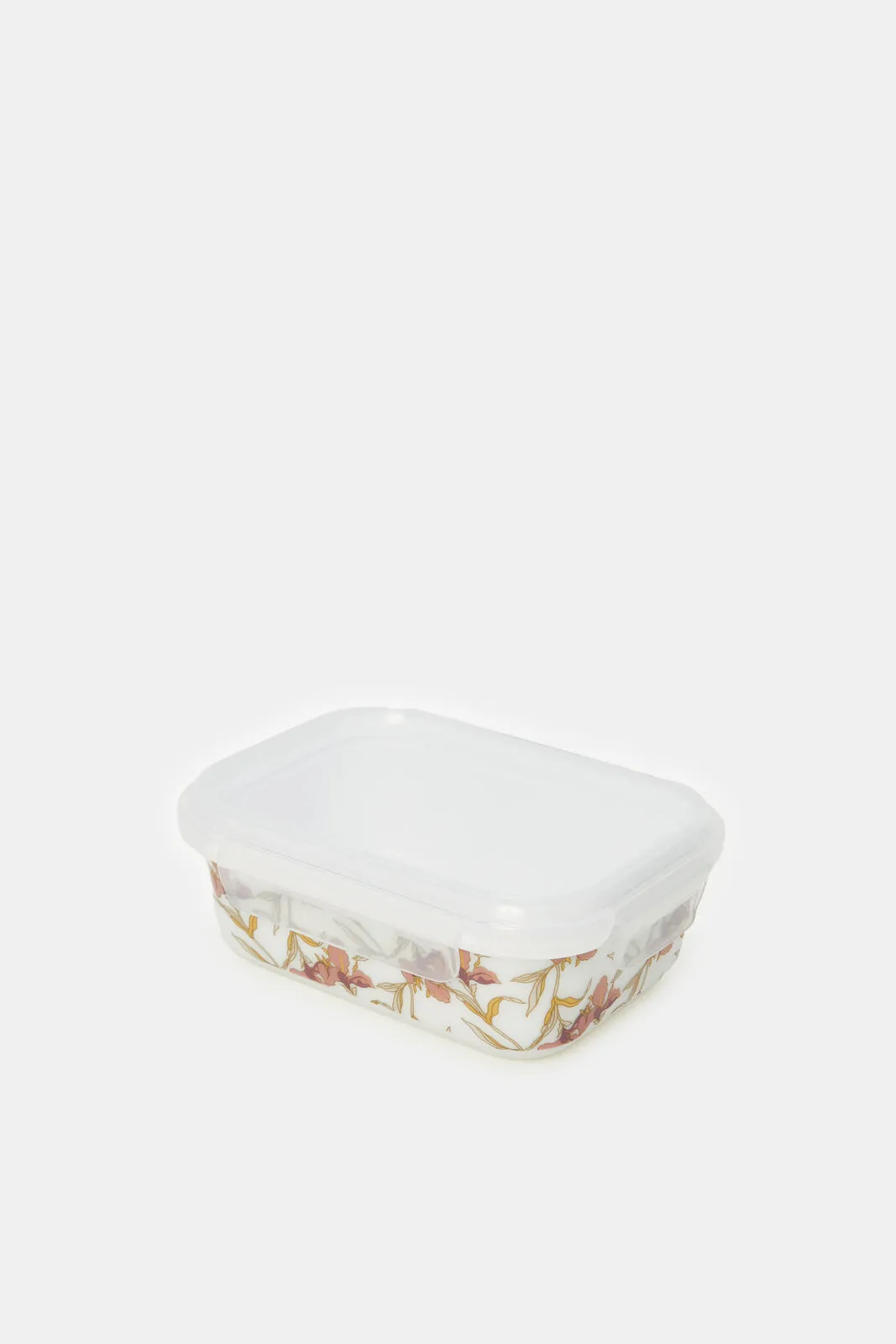 White Floral Rectangle Food Storage (Meduim)