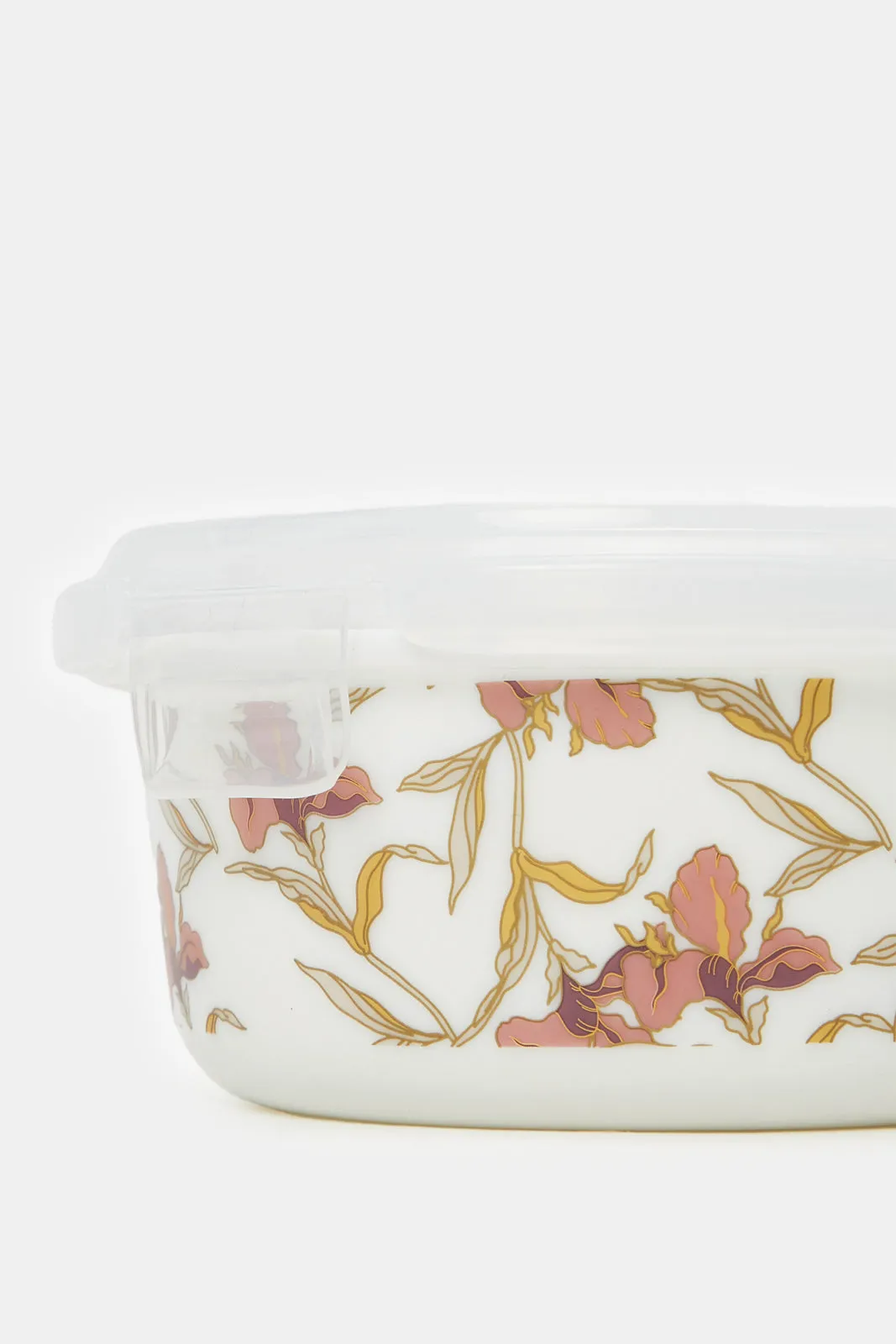 White Floral Round Food Storage (Medium)