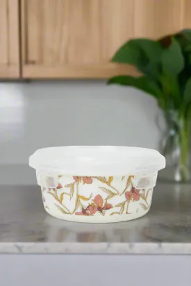 White Floral Round Food Storage (Medium)