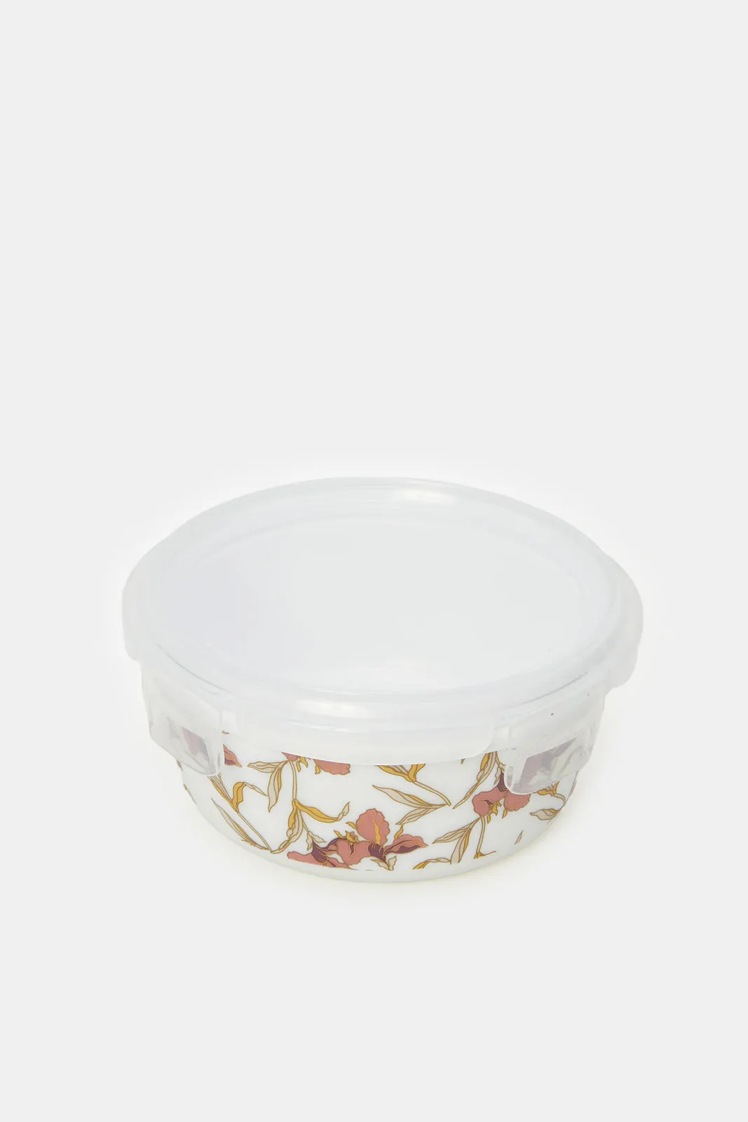 White Floral Round Food Storage (Medium)