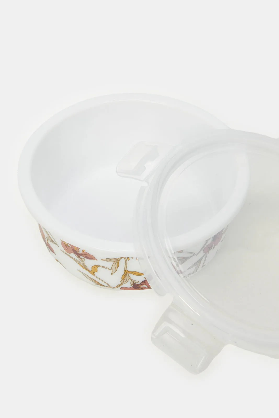 White Floral Round Food Storage (Medium)