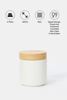 White Geometric Embossed Canister (Small)