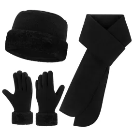 Women's Beanie Hat, Scarf & Gloves Set