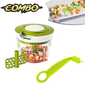 Your Brand Kitchen combo - Manual 2 in 1 Handy smart chopper for Vegetable Fruits with spiral cutter