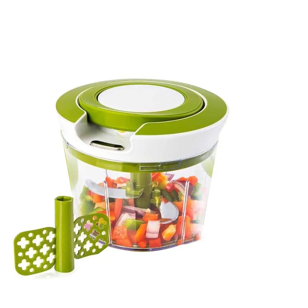 Your Brand Kitchen combo - Manual 2 in 1 Handy smart chopper for Vegetable Fruits with spiral cutter